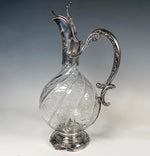 Fine Century French Sterling Silver & Baccarat Crystal Claret or Wine Jug, Decanter by Debain (1883-1911)