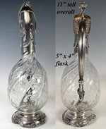 Fine Century French Sterling Silver & Baccarat Crystal Claret or Wine Jug, Decanter by Debain (1883-1911)