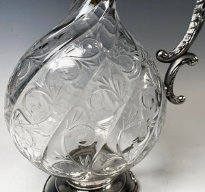 Fine Century French Sterling Silver & Baccarat Crystal Claret or Wine Jug, Decanter by Debain (1883-1911)