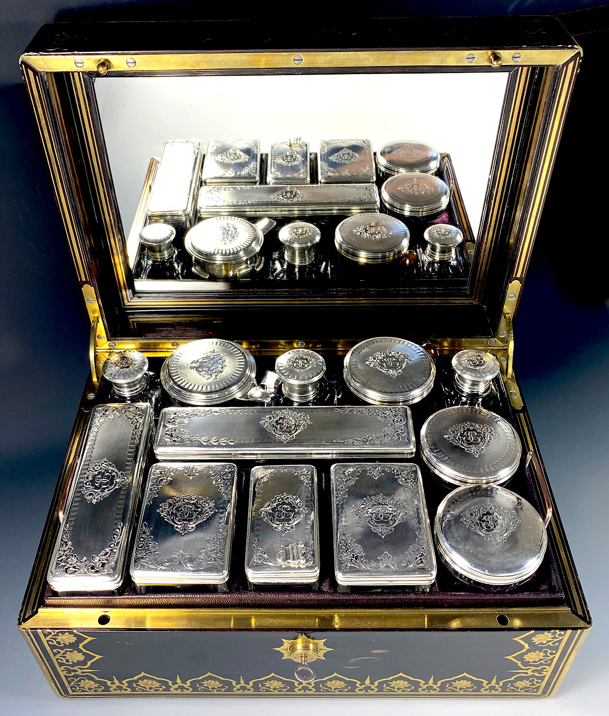 RARE Museum Aucoc, Paris 19th Century Dressing Box, 50+pc Nécessaire, Vanity Chest for Travel
