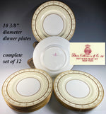 Superb Set of 12 Antique English Minton Raised Gold Enamel Dinner Plates, Excellent!