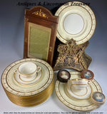 Superb Set of 12 Antique English Minton Raised Gold Enamel Dinner Plates, Excellent!