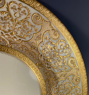 Fine Belle Epoch Raised Gold Enamel Porcelain 10 5/8" Dinner or Cabinet Plate, Spode Copeland, England