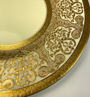 Fine Belle Epoch Raised Gold Enamel Porcelain 10 5/8" Dinner or Cabinet Plate, Spode Copeland, England