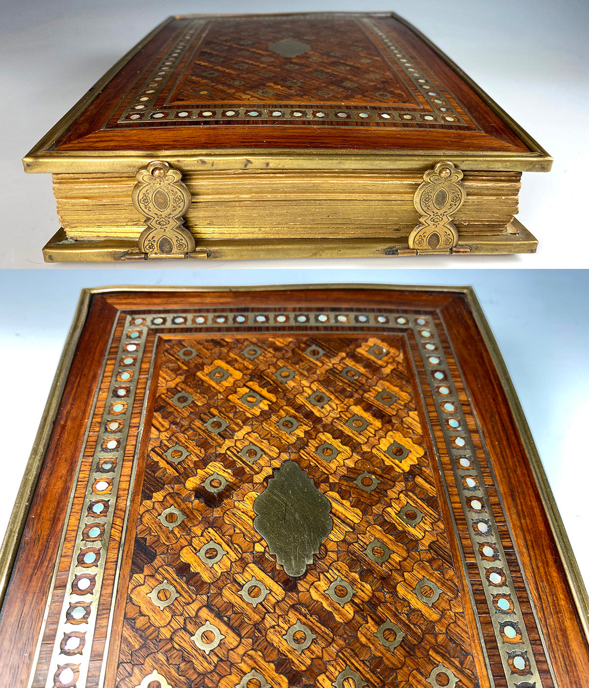 Antique French Napoleon III Photo Album, Kingwood, Ornate, Full of Carte de Visite Photos