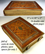 Antique French Napoleon III Photo Album, Kingwood, Ornate, Full of Carte de Visite Photos