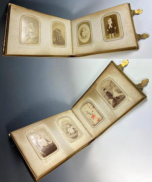 Antique French Napoleon III Photo Album, Kingwood, Ornate, Full of Carte de Visite Photos