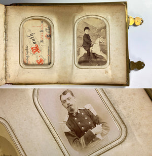 Antique French Napoleon III Photo Album, Kingwood, Ornate, Full of Carte de Visite Photos