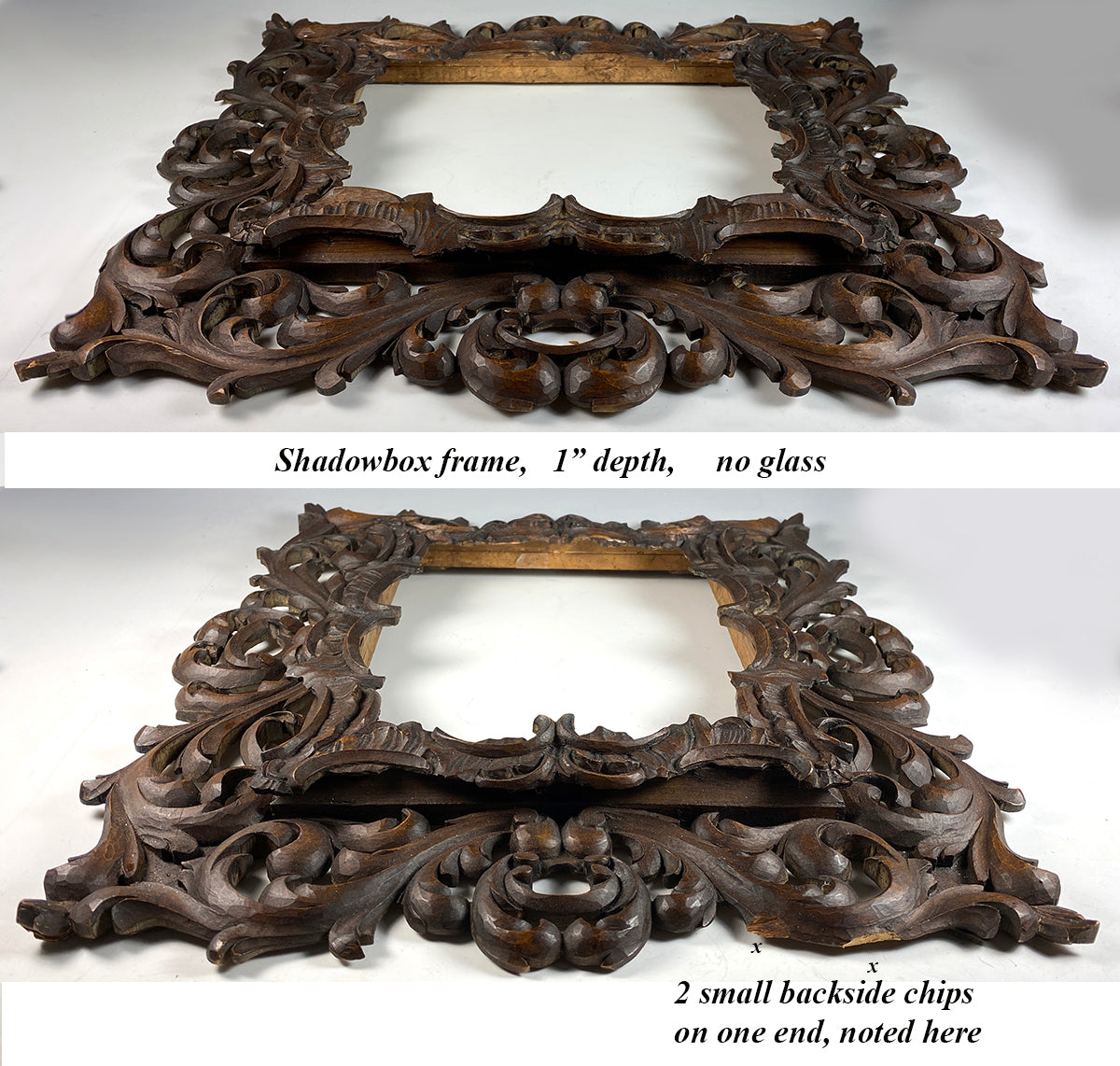 Antique Hand Carved Wood Black Forest or French Frame, Shadow Box, 16 3/4" x 14 1/2" Beauty