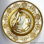 Set of 6 c.1907 J. Pouyat, Limoges, France Porcelain Bouillon Cups and Saucers, Raised Gold Enamel