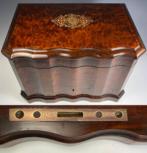 Fine Large Antique French Napoleon III Era Cigar Chest, Box, Presenter, FENOUX, Palais Royal