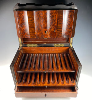 Fine Large Antique French Napoleon III Era Cigar Chest, Box, Presenter, FENOUX, Palais Royal