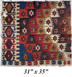 Large & Colorful Antique Kilim Rug Tapestry Fragment for Down Filled Throw Pillows