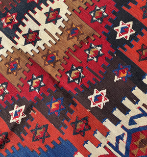 Large & Colorful Antique Kilim Rug Tapestry Fragment for Down Filled Throw Pillows