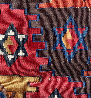 Large & Colorful Antique Kilim Rug Tapestry Fragment for Down Filled Throw Pillows