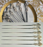 Set of 6 Antique to Vintage French CHRISTOFLE Meat, Scallop Picks, Heavy Silver Plate, 11" Long