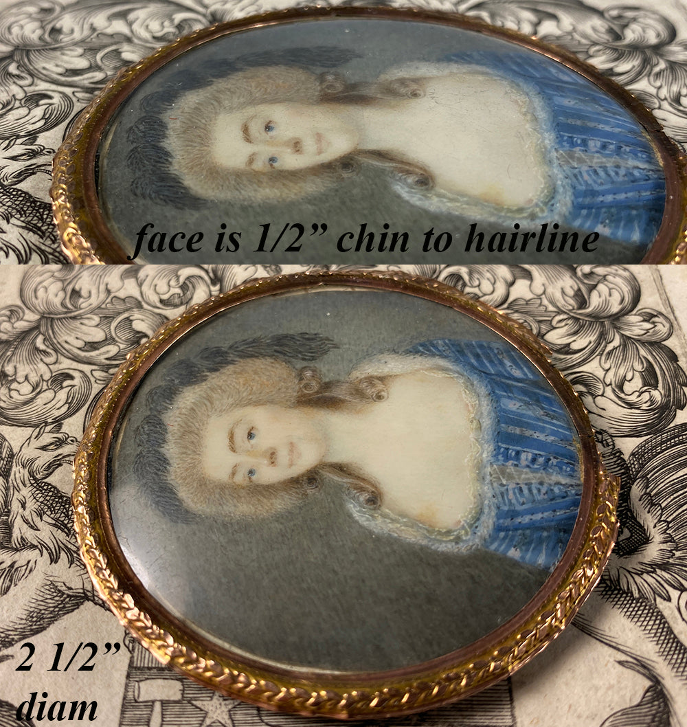 Antique 18th Century French Portrait Miniature Painting, 16k, a "Naughty", Louis XVI Era, 1750-70s