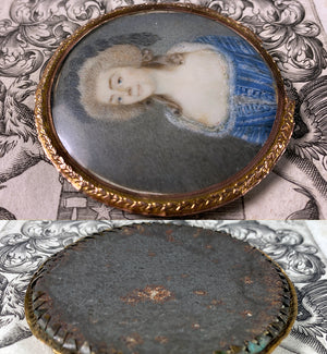 Antique 18th Century French Portrait Miniature Painting, 16k, a "Naughty", Louis XVI Era, 1750-70s