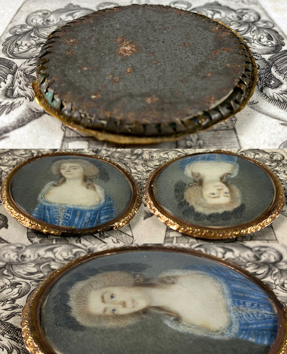 Antique 18th Century French Portrait Miniature Painting, 16k, a "Naughty", Louis XVI Era, 1750-70s