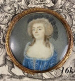 Antique 18th Century French Portrait Miniature Painting, 16k, a "Naughty", Louis XVI Era, 1750-70s