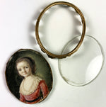 Tiny 18th Century French Portrait Miniature of a Child, Young Girl, Pre-teen c. 1750s