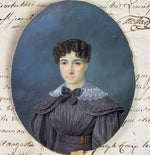 Superb c.1830-40 Large French Portrait Miniature of a Beautiful Young Woman, Wood Frame, Gesso Appliqué