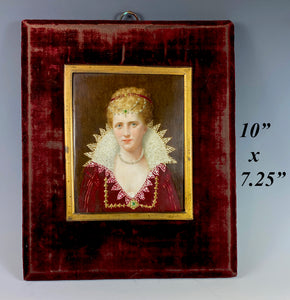 Fine Antique Oil Painting on French Porcelain Plaque, Frame is 10" x 7 1/4", Prussian Royal