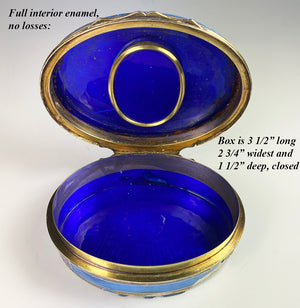 Fine Antique French Snuff Box, Kiln-fired Enamel, Portrait Miniature, Raised Gold & Guilloche, Damaged