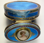 Fine Antique French Snuff Box, Kiln-fired Enamel, Portrait Miniature, Raised Gold & Guilloche, Damaged