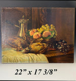 Antique French Oil Painting, Still Life Nature Morte, Artist Signed Stretched Canvas