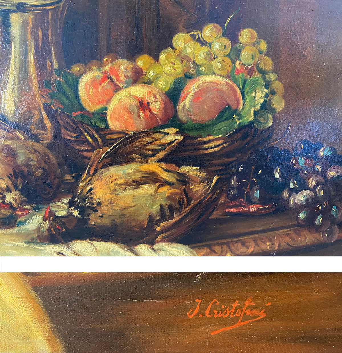 Antique French Oil Painting, Still Life Nature Morte, Artist Signed Stretched Canvas