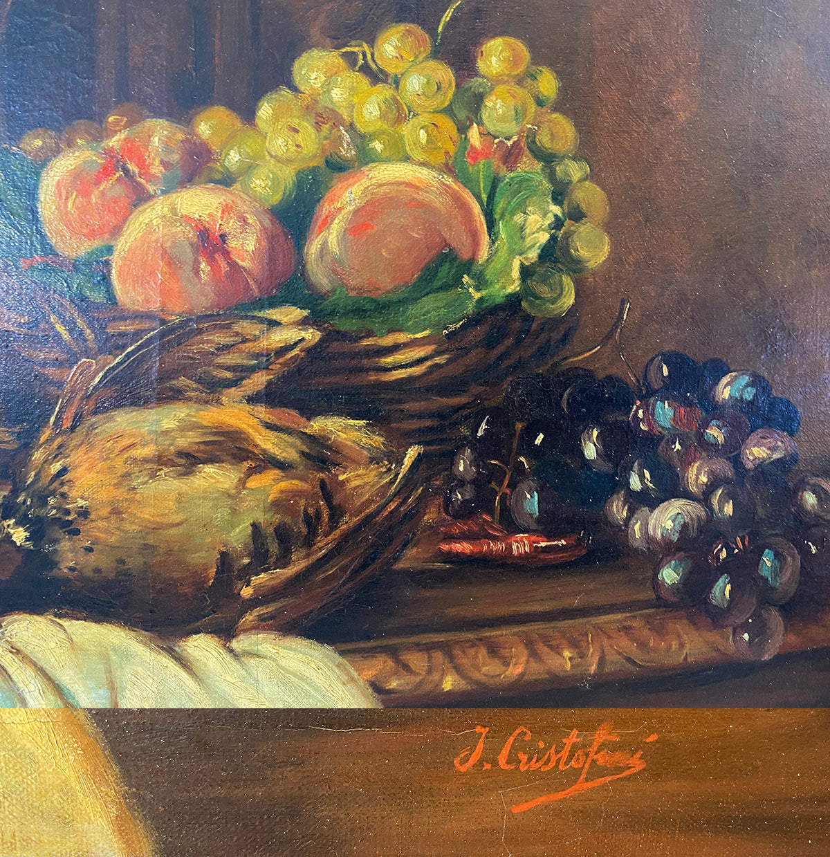 Antique French Oil Painting, Still Life Nature Morte, Artist Signed Stretched Canvas