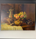 Antique French Oil Painting, Still Life Nature Morte, Artist Signed Stretched Canvas