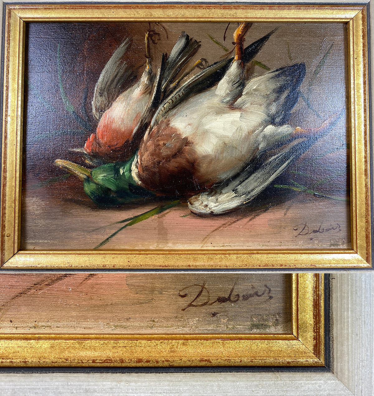 Superb Signed Antique French Nature Morte Oil Painting, Still Life of Ducks in Frame