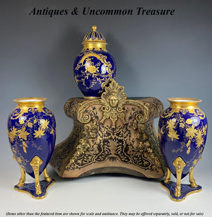 Superb Antique M. Redon, Limoges Porcelain Amphora Vase, Impasto Raised Gold Enamel 7.5" #1