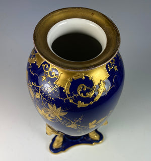 Superb Antique M. Redon, Limoges Porcelain Amphora Vase, Impasto Raised Gold Enamel 7.5" #2