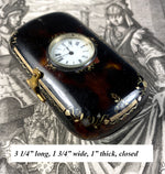 Fine Antique Mid 19th Century French Pique Tortoise Shell Coin Purse w Watch, Clock Mount