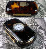 Fine Antique Mid 19th Century French Pique Tortoise Shell Coin Purse w Watch, Clock Mount