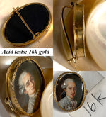 Fine Antique French 16k Gold Frame Brooch and c.1750s Portrait Miniature Jewelry