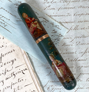 Fine Antique French Billet Doux, Love Notes Etui for Courier Delivery in c.1750, Marie Antoinette's Vernis Martin Decorative Favorite