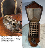 Antique to Vintage Mechanical French Cigar Chest, Box, Presenter, Doghouse and Dog,