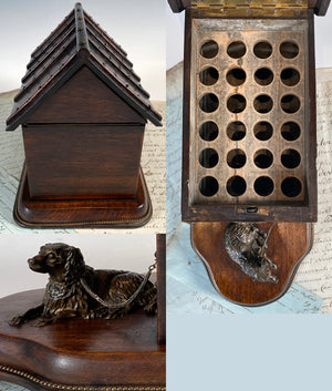 Antique to Vintage Mechanical French Cigar Chest, Box, Presenter, Doghouse and Dog,