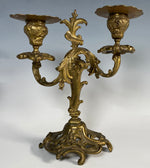 PAIR: Heavy Antique French 9" Tall 2-Branch Candlestick, Candle Holders, Candelabrum in Louis XVI Style