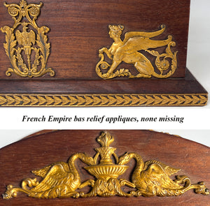 Antique French Empire Letter or Stationery Stand, Rack, Napoleonic Appliques, Swans, Eagle, Chimera Sphynx, Sphinx