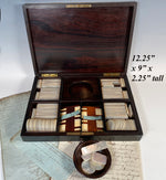 Rare Antique French "Vervelle" Boulle Game or Gambling Box and Gaming Chips in Mother of Pearl