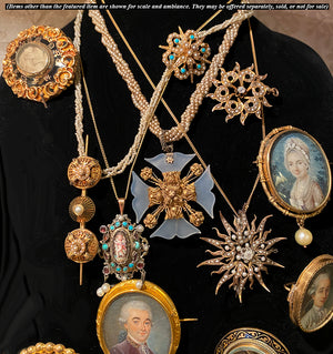 Fine Antique Victorian Mourning Brooch, Tie Bar, 18k Gold, Seed Pearl, Enamel
