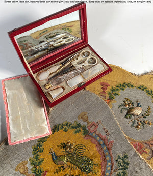 Antique c.1810 French Palais Royal Sewing Case, Etui, Necessaire, Mother of Pearl Tools, 18k Gold Bodkin, Trim, Scent Bottle