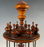 Fine Antique Victorian English Walnut Lathe-turned 12.75" Tall 3-Tier Thread Spool Stand, Caddy