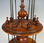 Fine Antique Victorian English Walnut Lathe-turned 12.75" Tall 3-Tier Thread Spool Stand, Caddy