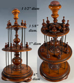 Fine Antique Victorian English Walnut Lathe-turned 12.75" Tall 3-Tier Thread Spool Stand, Caddy